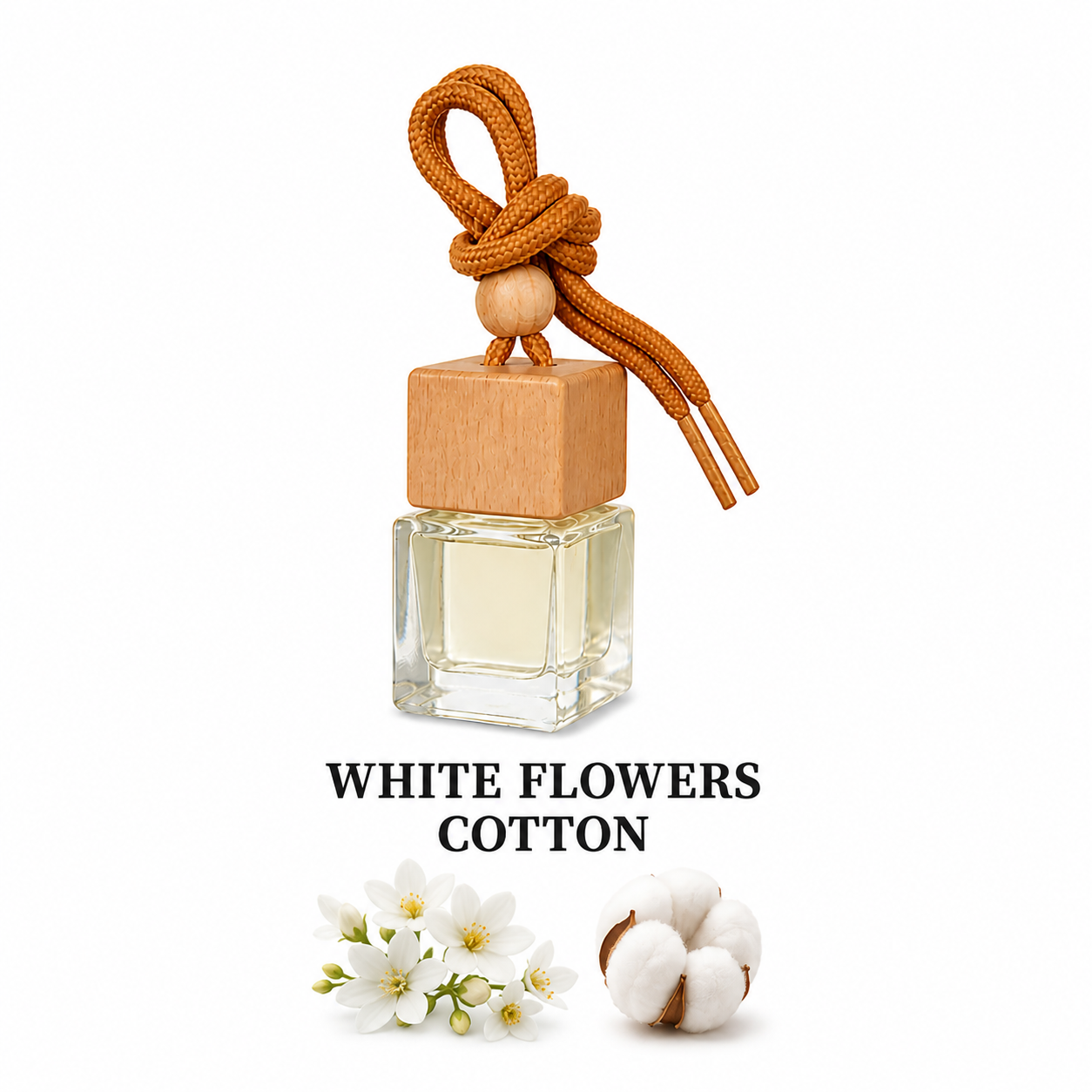 White Flowers Cotton - Auto Geurhanger